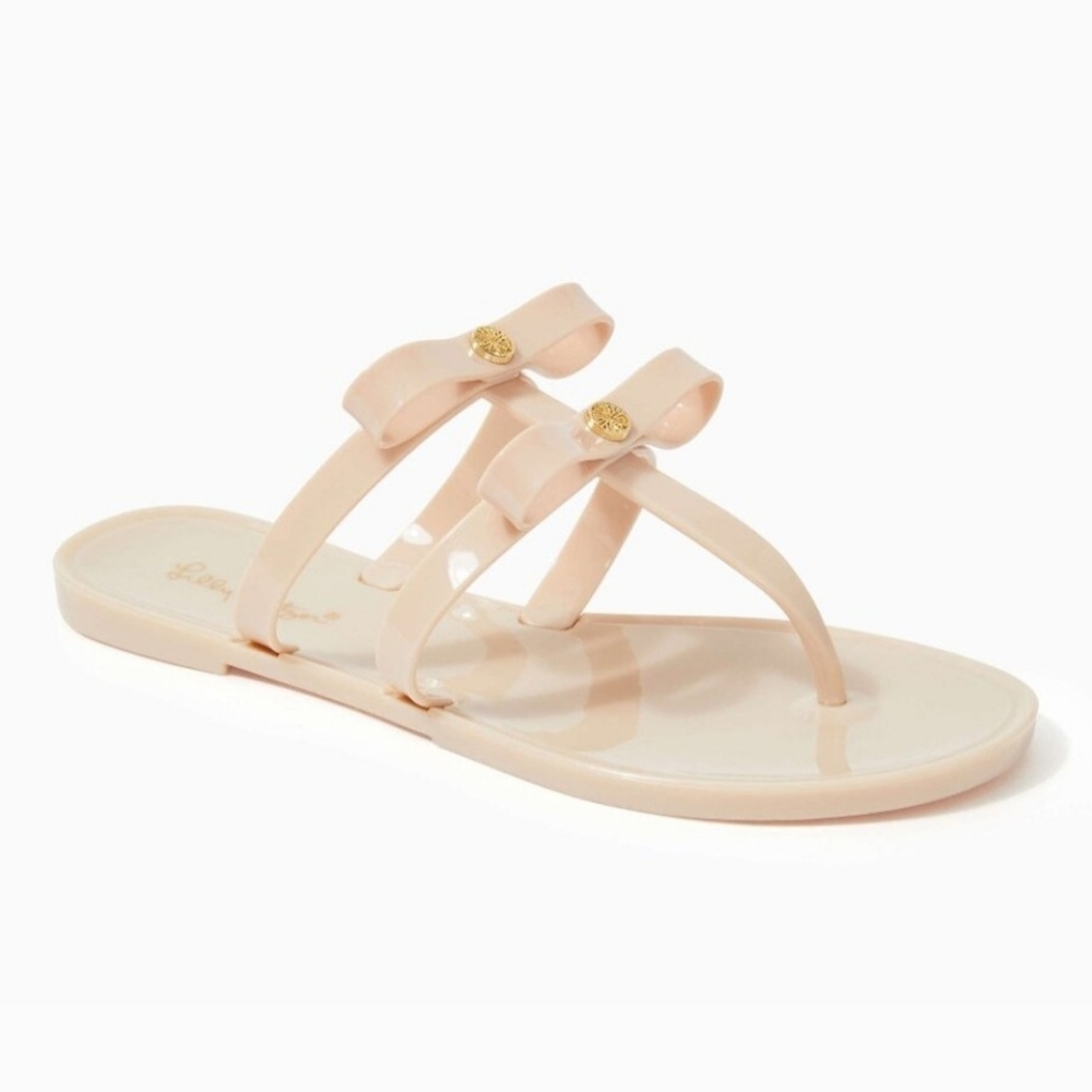 Lilly Pulitzer Harlow Jelly Bow Sandals Nude 10 - Picture 2 of 11